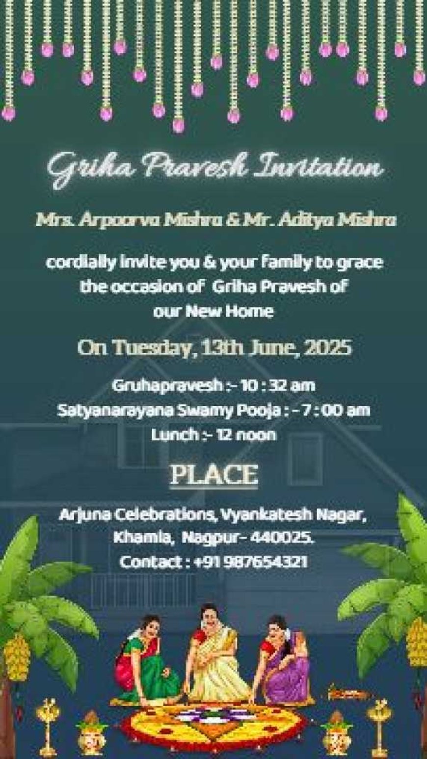 Beautiful House Warming Invitation Card in English